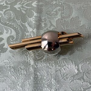 Gold and Silver Modernist Tube Brooch